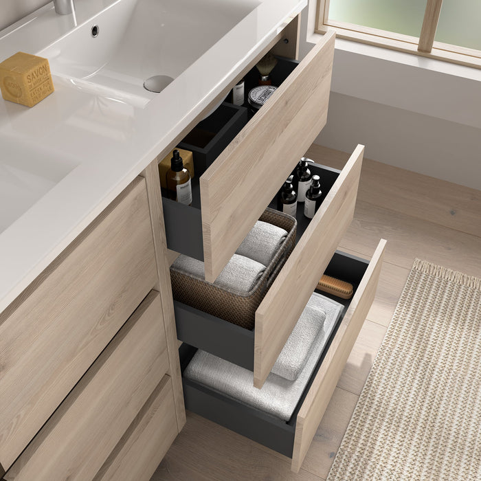 SALGAR NOJA Conjunto Mueble de Baño Completo 3 Cajones Color Natural