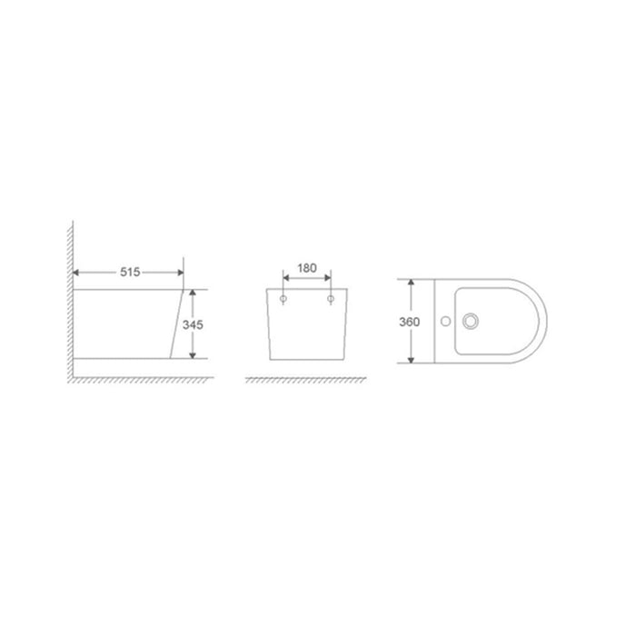 AQUORE 385992 TURÍN Bidé Suspendido Negro Mate