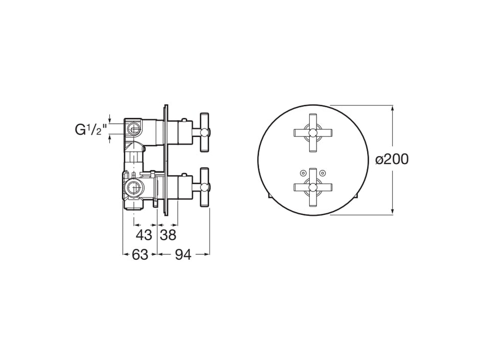 ROCA A5A0643C00 LOFT Grifo Termostático Empotrable para Baño-Ducha con Desviador-Regulador de Caudal Cromo