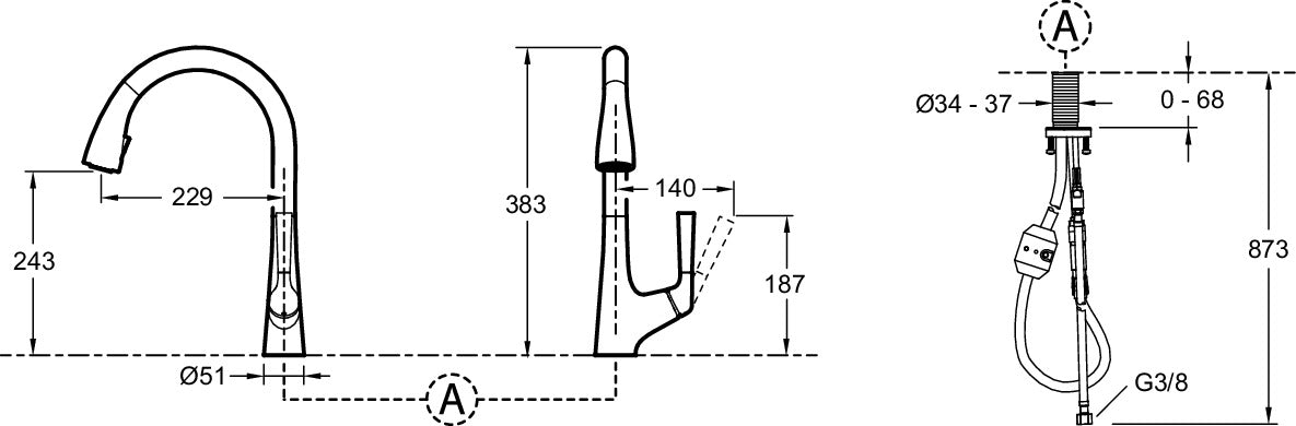 Jacob Delafon E562-CP MALLECO Grifo de cocina