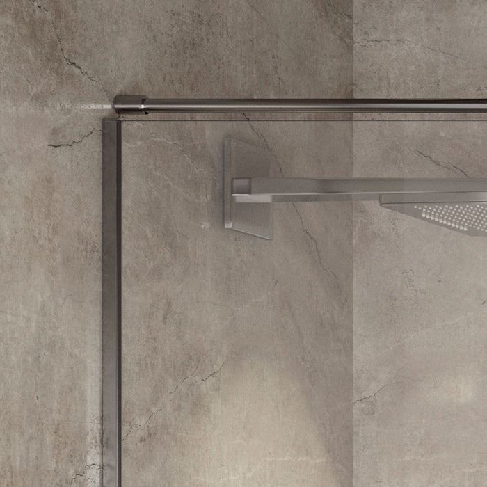 KASSANDRA LM102 SLIM Shower Screen 1F+1C Stainless Steel Glossy Transparent