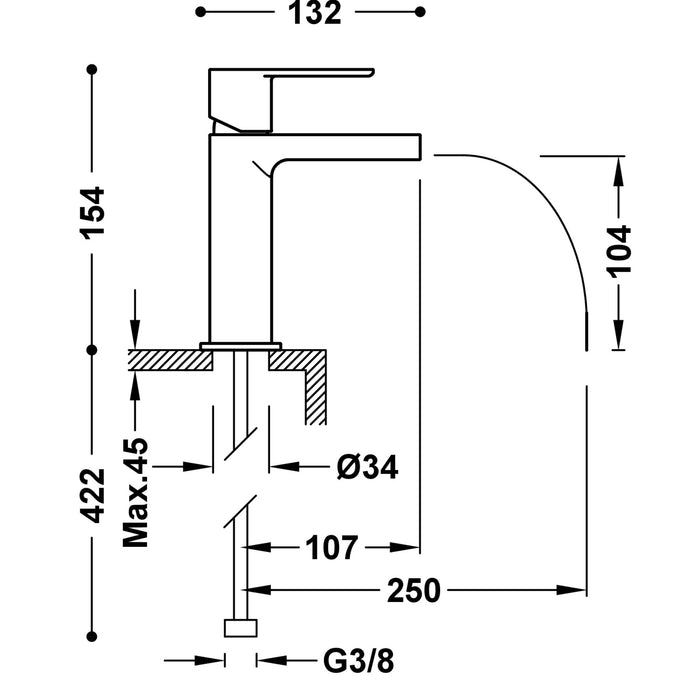 TRES 20011001BL LOFT Grifo Monomando para Lavabo Color Blanco-Cromo
