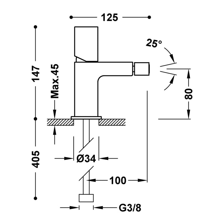 TRES 20012002BL LOFT Grifo Monomando para Bidé Color Blanco-Cromo