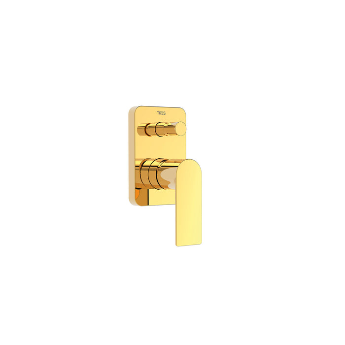 TRES 20018001OR LOFT 2-Way Recessed Mixer Tap for Bathtub and Shower 24K Gold Color