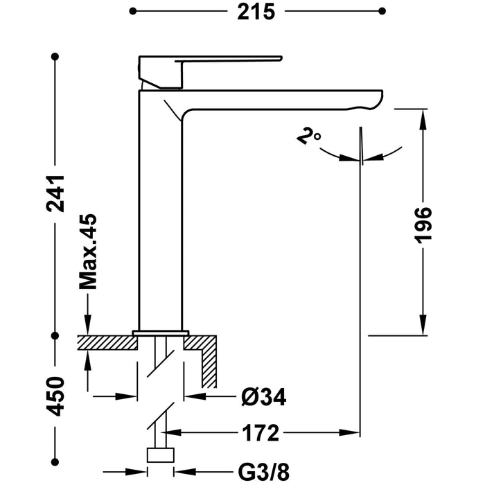 TRES 20020303BL LOFT Grifo Monomando Caño Alto para Lavabo Color Blanco-Cromo