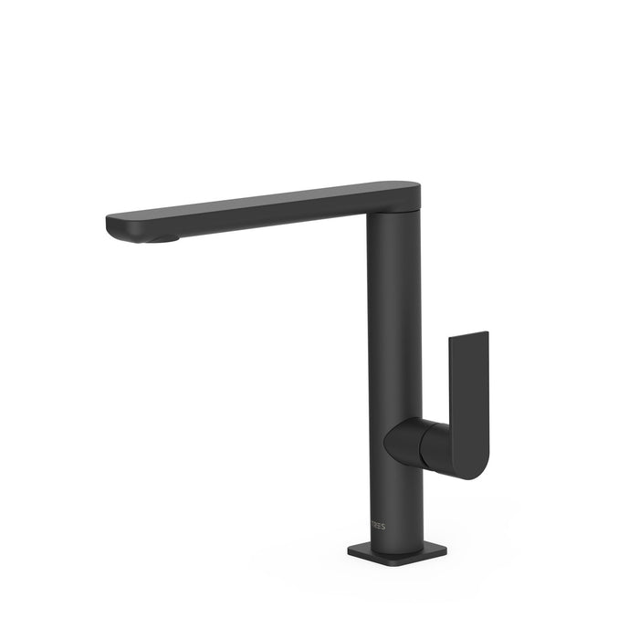 TRES 20020502NM LOFT Grifo Monomando Caño Alto con Maneta Lateral para Lavabo Color Negro Mate