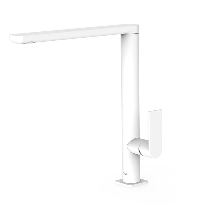 TRES 20020503BM LOFT Grifo Monomando XXL Caño Alto con Maneta Lateral para Lavabo Color Blanco Mate