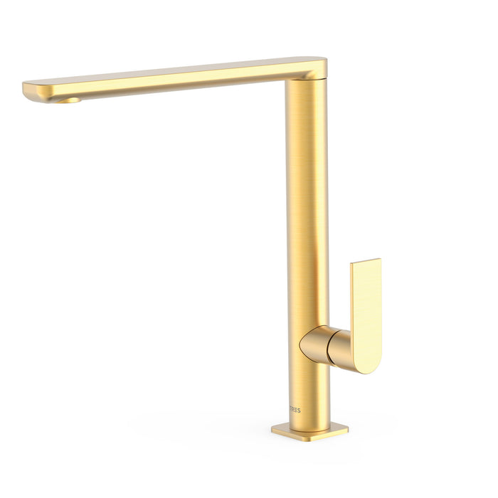 TRES 20020503OM LOFT Grifo Monomando XXL Caño Alto con Maneta Lateral para Lavabo Color Oro Mate 24K