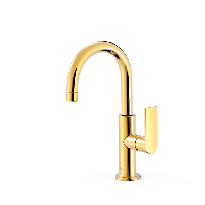 TRES 20020504OR LOFT Grifo Monomando con Maneta Lateral para Lavabo Color Oro 24K