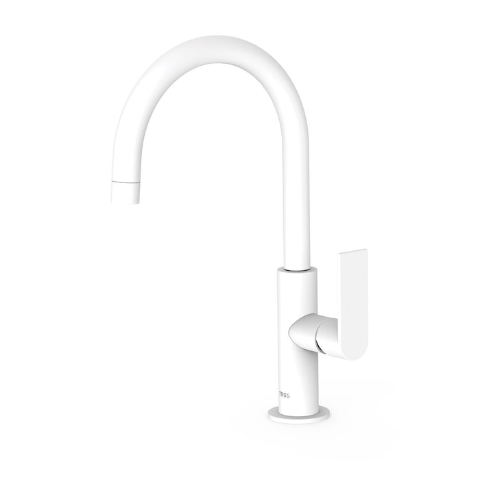 TRES 20020505BM LOFT Single-lever High Spout Faucet with Side Handle for Sink Matte White Color