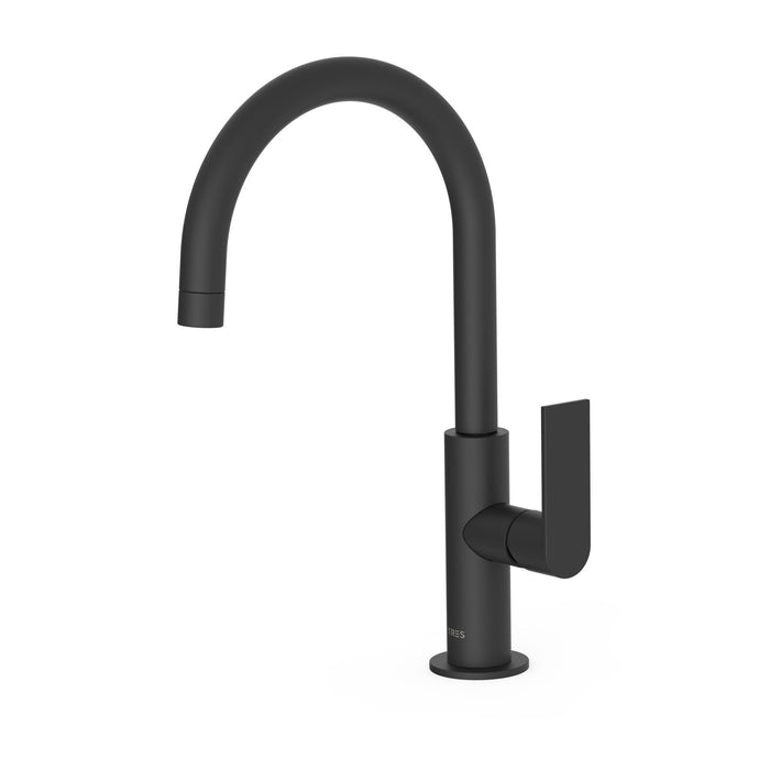 TRES 20020505NM LOFT Single-lever High Spout Faucet with Side Handle for Sink Matte Black Color