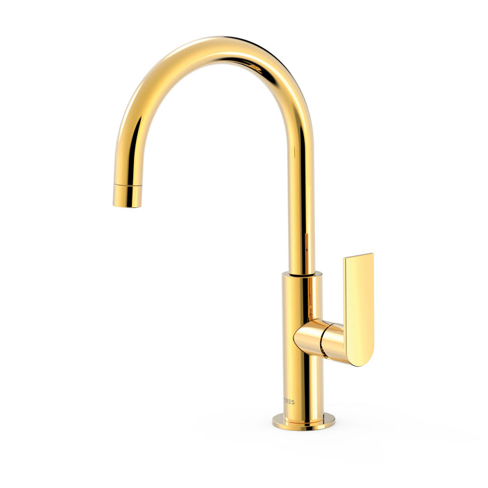 TRES 20020505OR LOFT Single-Handle High Spout Faucet with Side Lever for Sink 24K Gold Color