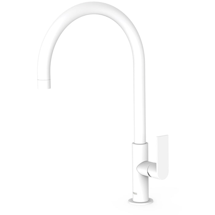 TRES 20020506BM LOFT XXL Single-lever Faucet High Spout with Side Handle for Sink Matte White Color