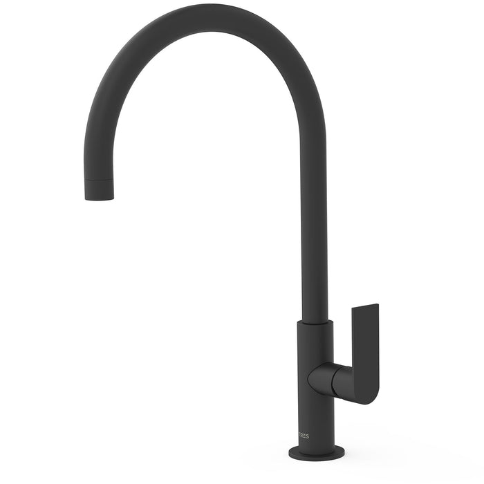 TRES 20020506NM LOFT XXL Single-lever Faucet High Spout with Side Handle for Sink Matte Black Color