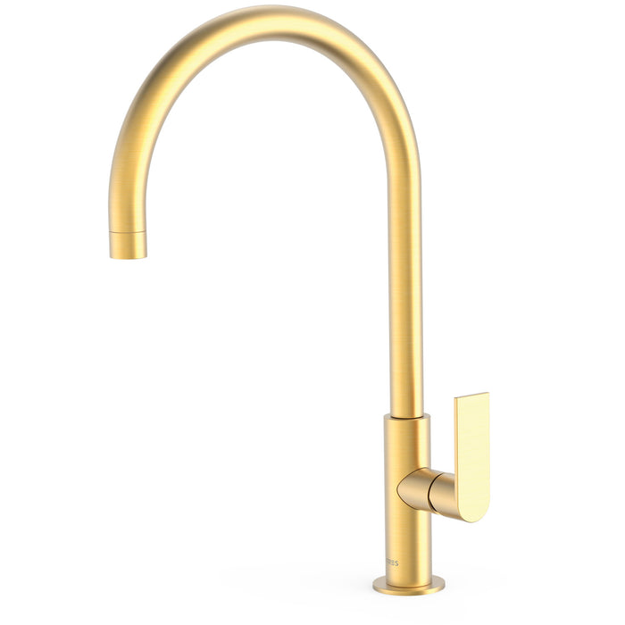 TRES 20020506OM LOFT XXL Single-Handle Faucet High Spout with Side Handle for Sink 24K Matte Gold Color