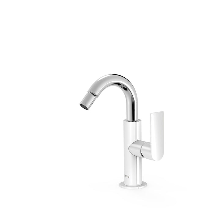 TRES 20022401BL LOFT Single-lever Faucet with Side Handle for Bidet Color White-Chrome