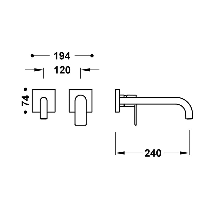 TRES 20030022OR LOFT Visible Piece for Built-in Sink Body 24K Gold Color