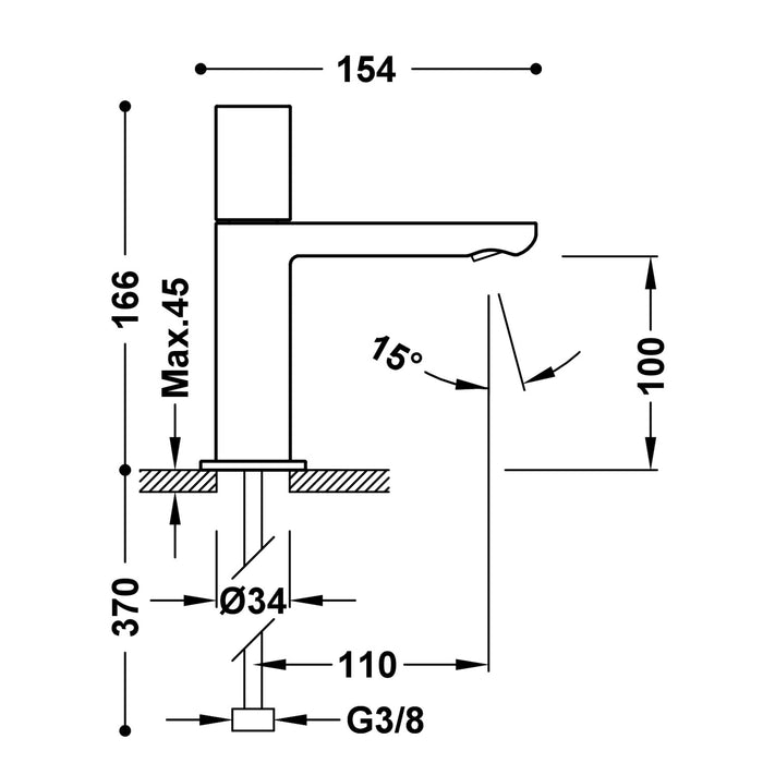 TRES 20050301NM LOFT Grifo De 1 Agua para Lavabo Color Negro Mate