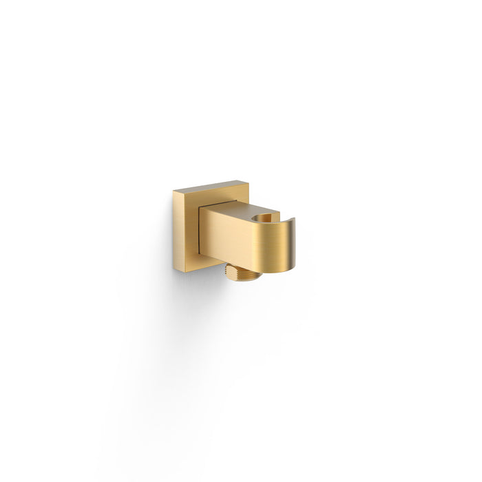 TRES 20218201OM Fixed Support with Water Inlet, Hand Shower and Flexo, 24K Matte Gold Color