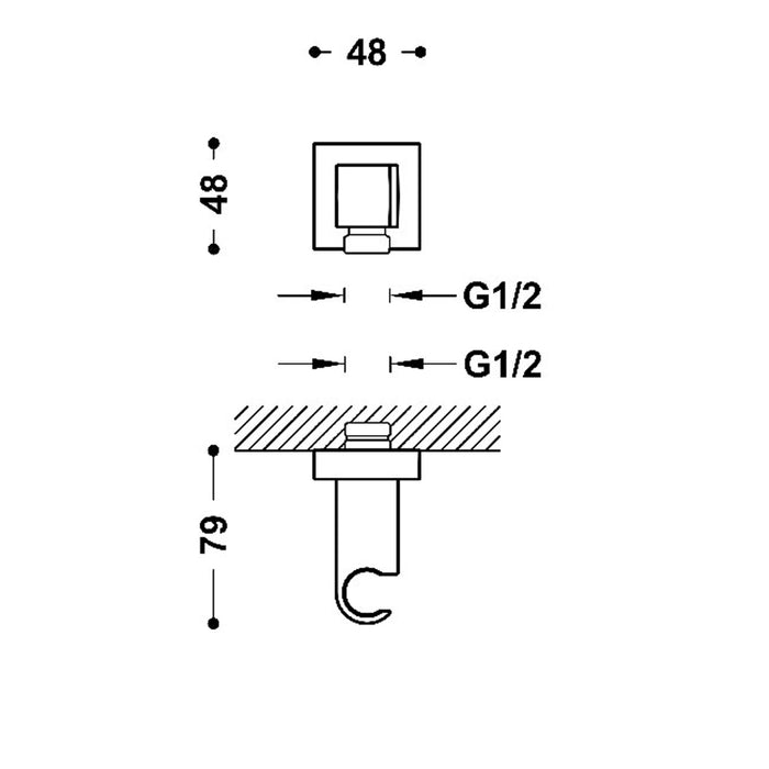TRES 20218201OM Fixed Support with Water Outlet Hand Shower and Hose Matte Gold Color 24K