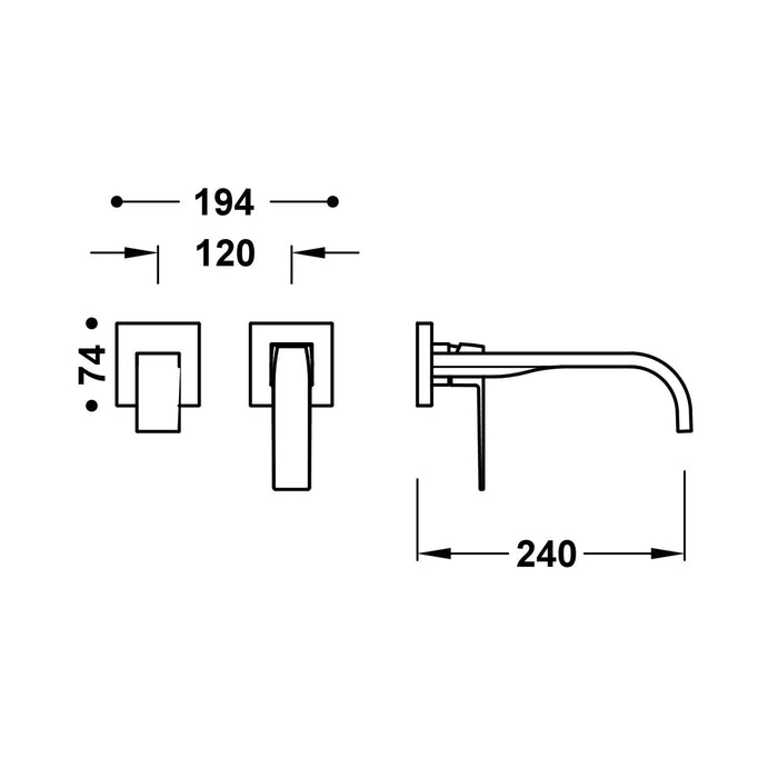TRES 20230024NM SLIM Pieza Vista para Cuerpo Empotrado De Lavabo Color Negro Mate