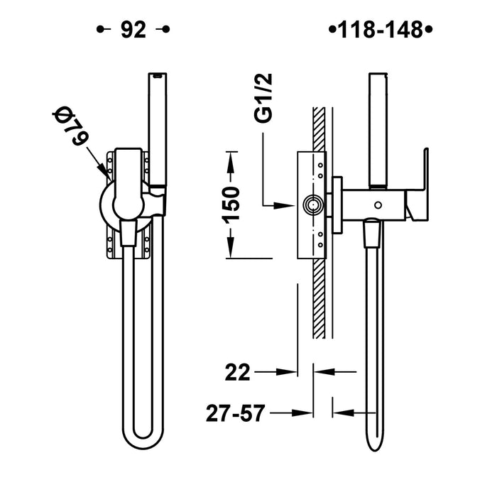 TRES 20522201BM LOFT Single-Handle Built-in Faucet with Shower for Toilet Matte White Color