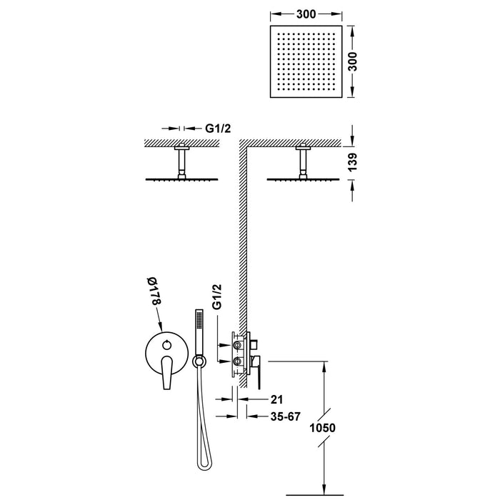 TRES 20528003 CLASS Kit De Grifo Monomando Empotrado De 2 Vías Rapid-Box para Ducha Color Cromo