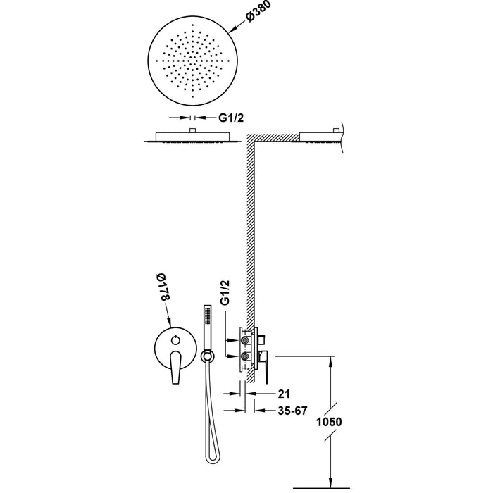 TRES 20528005 CLASS Kit De Grifo Monomando Empotrado De 2 Vías Rapid-Box para Ducha Color Cromo