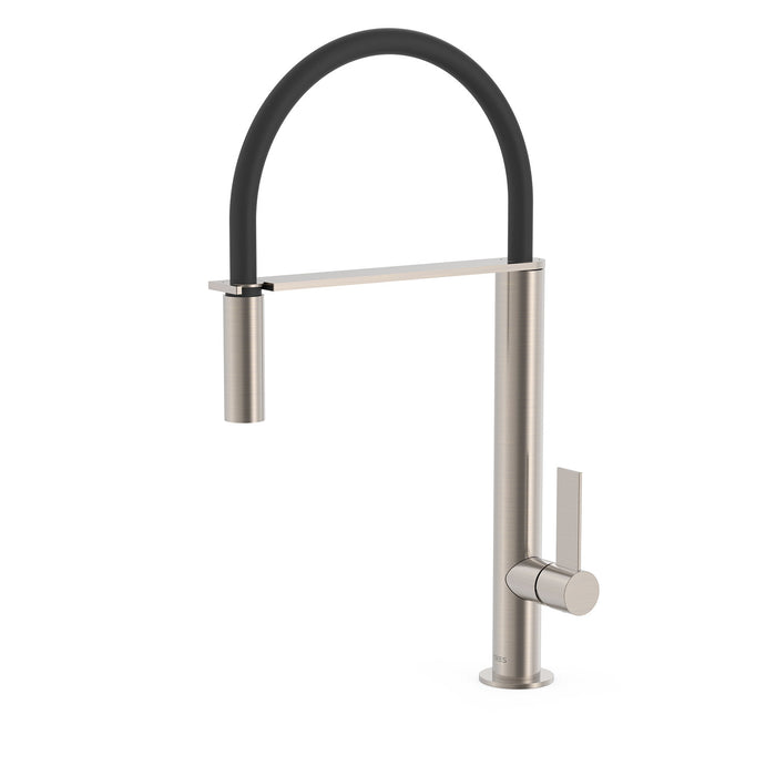 TRES 20548702AC COCINA Grifo Monomando con Caño Flexible Fregadero Color Acero
