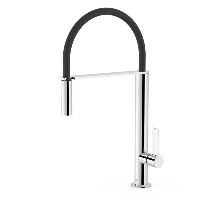 TRES 20548702 KITCHEN Single-Handle Faucet with Flexible Spout Chrome Sink