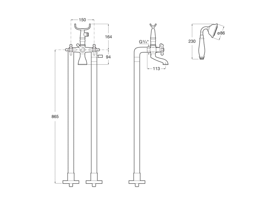 ROCA A5A274BC00 CARMEN Grifo Bimando para Baño-Ducha con Inversor Manual y Equipo de Ducha Cromo
