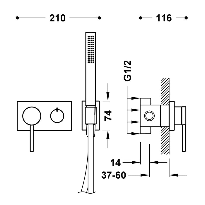 TRES 21027391AC 3V Grifo Monomando Empotrado De 3 Vías para Ducha Color Acero