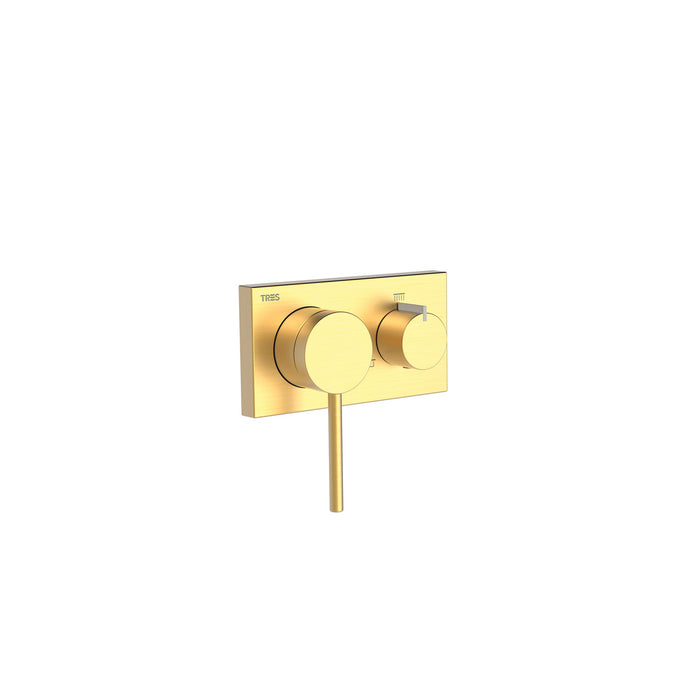 TRES 21027399OM 3V 3-Way Recessed Single-Handle Shower Faucet 24K Matte Gold Color