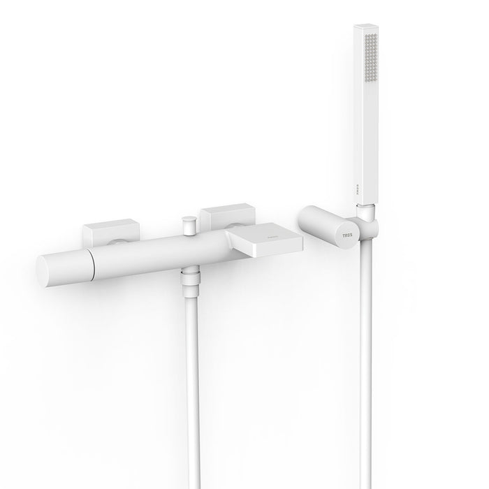 TRES 21117001BM PROJECT-TRES Grifo Monomando Mural para Bañera y Ducha Color Blanco Mate