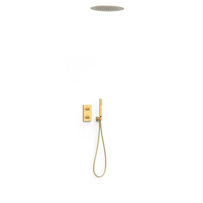 TRES 21125006OM THERM-BOX 2-Way Built-in Thermostatic Faucet Kit Shower Color Matte Gold 24K