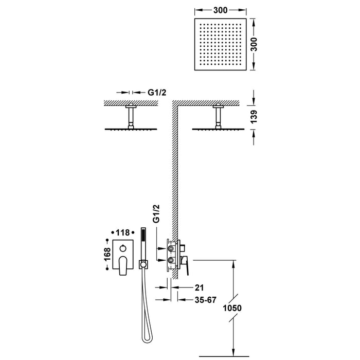 TRES 21128003 PROJECT-TRES Kit De Grifo Monomando Empotrado De 2 Vías Rapid-Box para Ducha Color Cromo