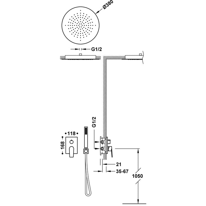 TRES 21128006 PROJECT-TRES Kit De Grifo Monomando Empotrado De 2 Vías Rapid-Box para Ducha Color Cromo