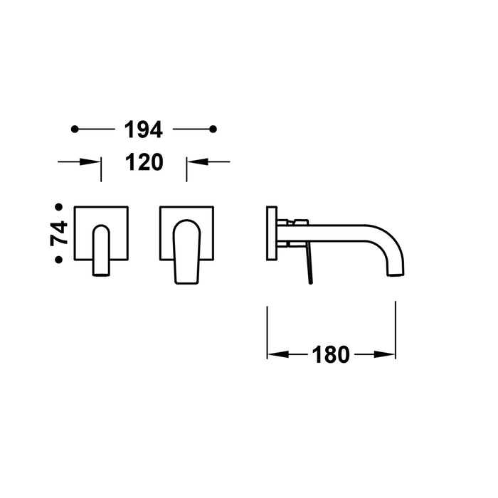 TRES 21130021KM PROJECT-TRES Pieza Vista para Cuerpo Empotrado De Lavabo Color Negro Metalizado