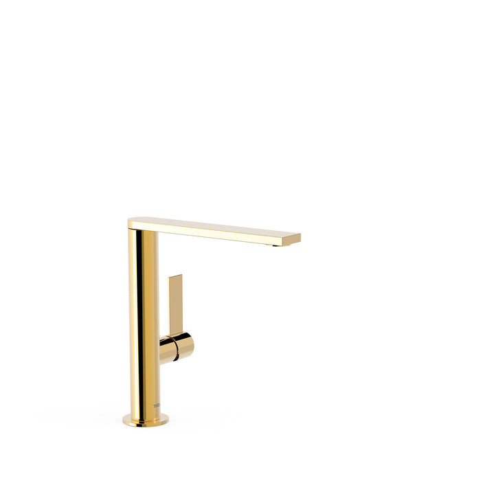 TRES 21130501OR PROJECT-TRES Grifo Monomando Caño Alto con Maneta Lateral para Lavabo Color Oro 24K