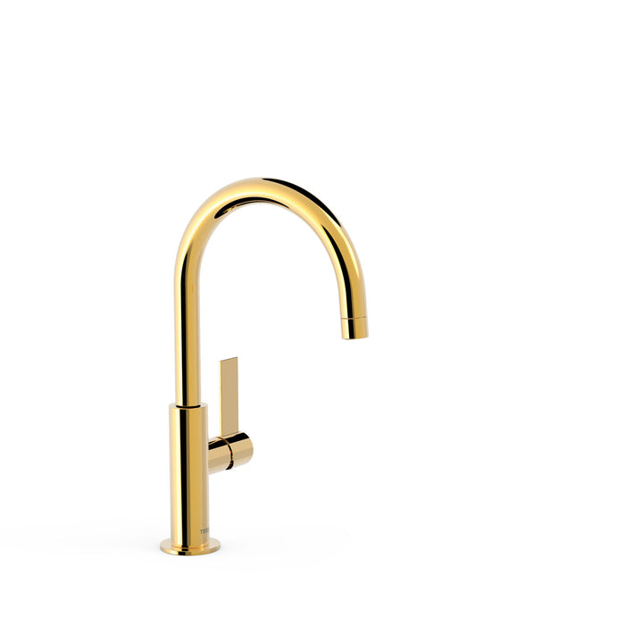 TRES 21190501OR PROJECT-TRES Grifo Monomando Caño Alto con Maneta Lateral para Lavabo Color Oro 24K
