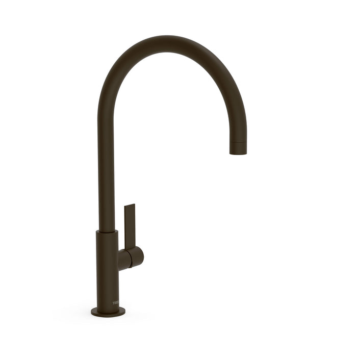 TRES 21190601KMB PROJECT-TRES Grifo Monomando XXL Caño Alto con Maneta Lateral para Lavabo Color Negro Bronce