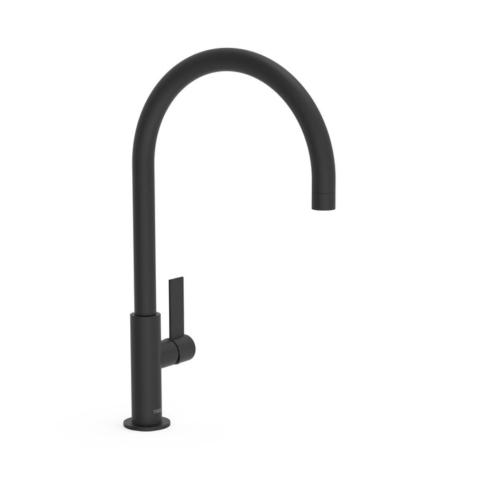 TRES 21190601NM PROJECT-TRES Grifo Monomando XXL Caño Alto con Maneta Lateral para Lavabo Color Negro Mate