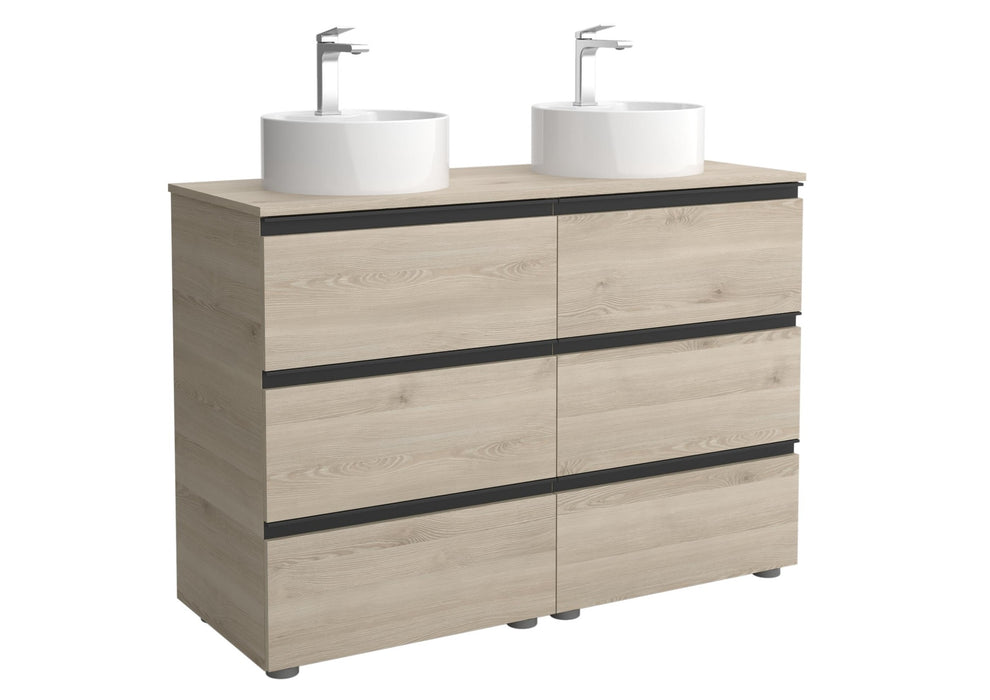 SALGAR BEQUIA METAL Mueble 3C Lavabo sobre encimera 120 cm Natural