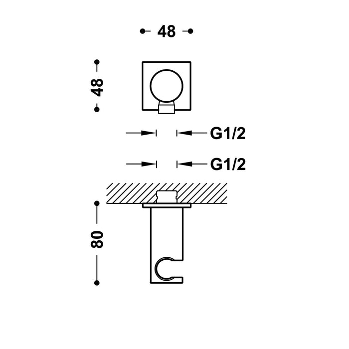 TRES 21618221 Soporte Fijo con Toma De Agua para Ducha De Mano y Flexo Color Cromo