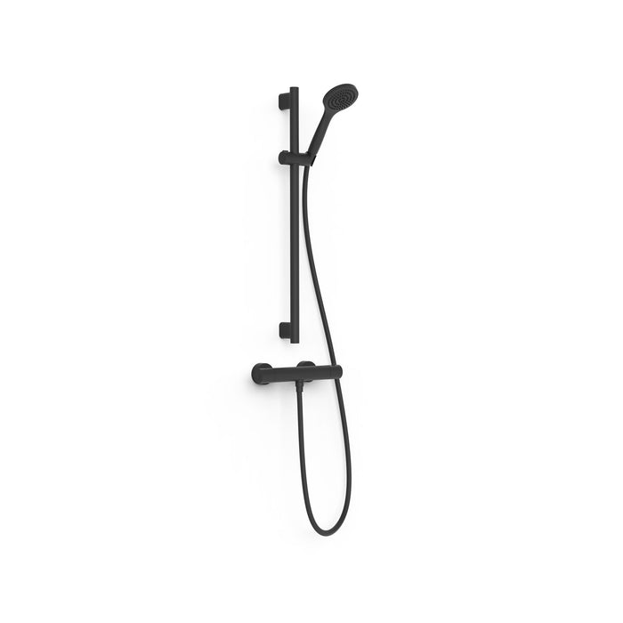 TRES 21619601NM BASE PLUS Thermostatic Wall-Mounted Shower Faucet Kit Matte Black