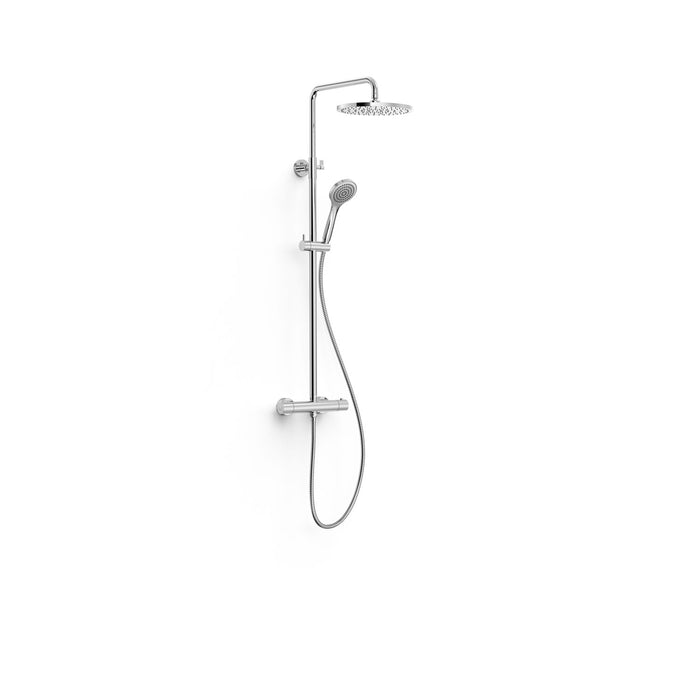 TRES 21639521 BASE PLUS 2-Way Wall-Mounted Thermostatic Faucet Set Telescopic Shower Chrome Color