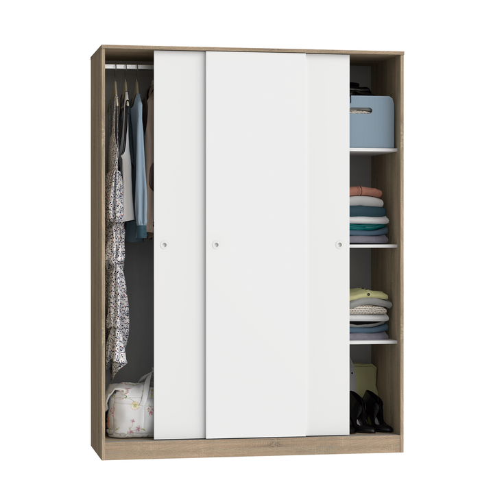 MUEBLES PITARCH Armario 3 Puertas Correderas Roble Cambrian/Blanco