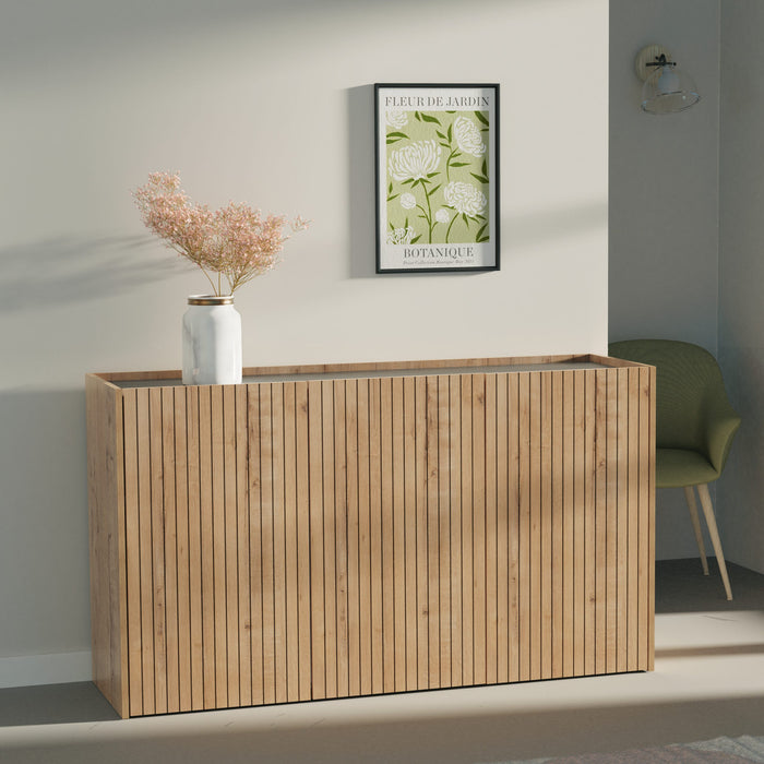 MUEBLES PITARCH Aparador Irati con Serigrafía Roble Gold serigrafiado/Imitación mármol