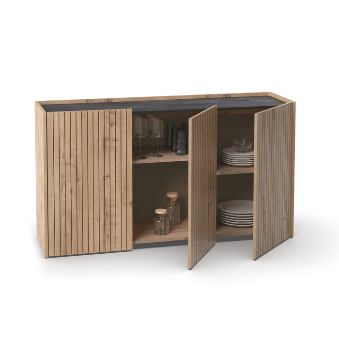 MUEBLES PITARCH Aparador Irati con Serigrafía Roble Gold serigrafiado/Imitación mármol