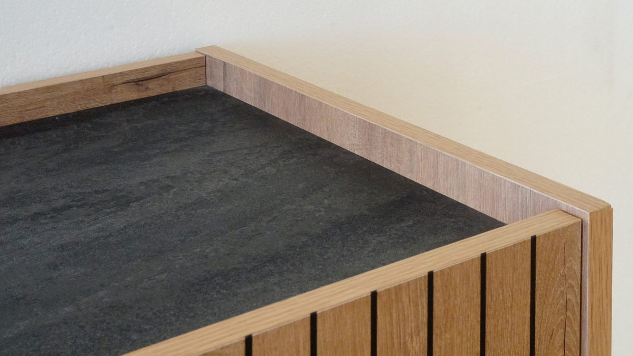 MUEBLES PITARCH Aparador Irati con Serigrafía Roble Gold serigrafiado/Imitación mármol